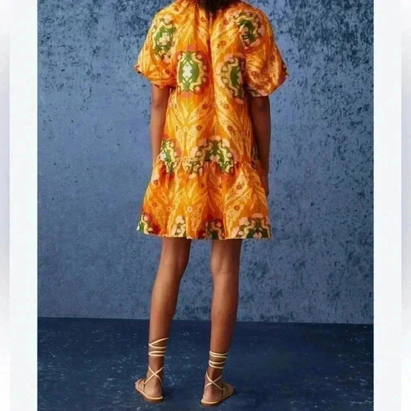 New Marie Oliver Greta Dress Marigold Trellis Sz M $338.00 - Picture 3 of 15